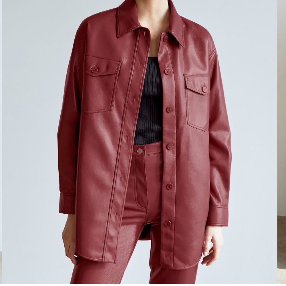 Aritzia Wilfred Vegan Leather Shirt Jacket LIKE NEW Sz M - Picture 2 of 11